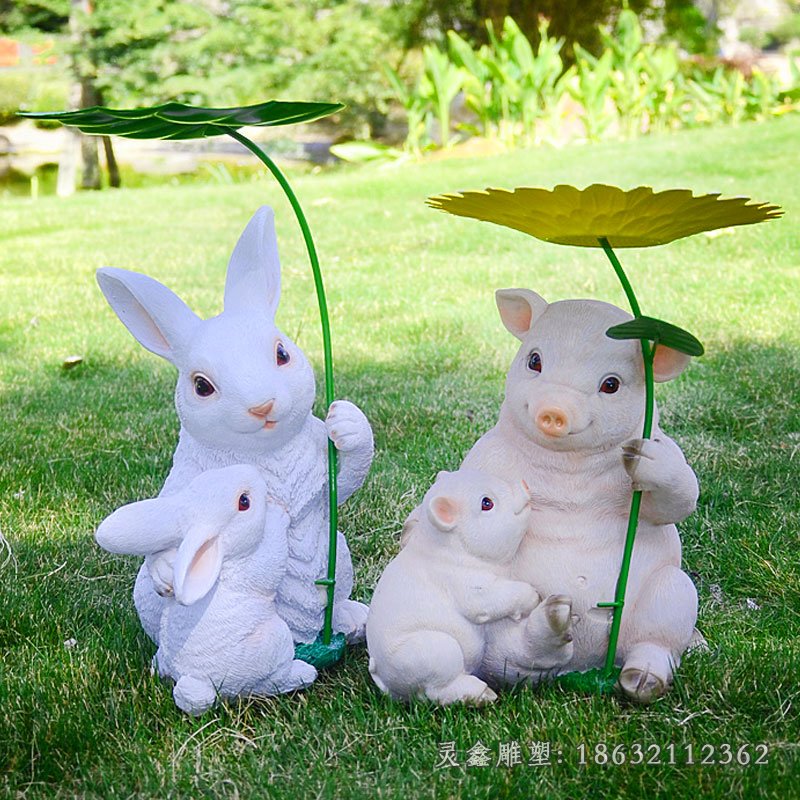 玻璃钢动物(wù)雕塑玻璃钢母子兔母子猪