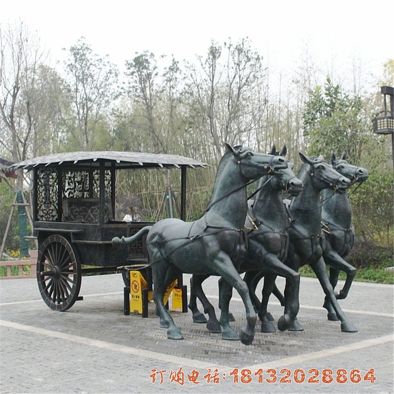 古代马車(chē)铜雕 园林景观铜雕