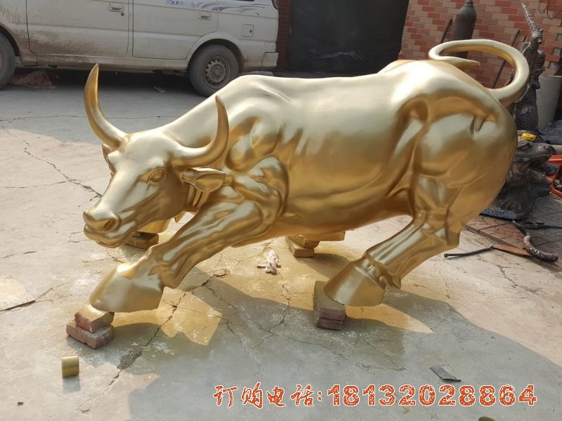 华尔街(jiē)铜牛雕塑  企业铜雕牛