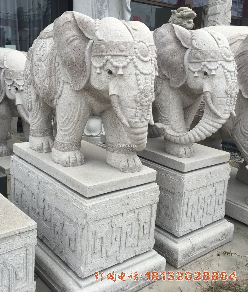 大理(lǐ)石大象，门口大象石雕
