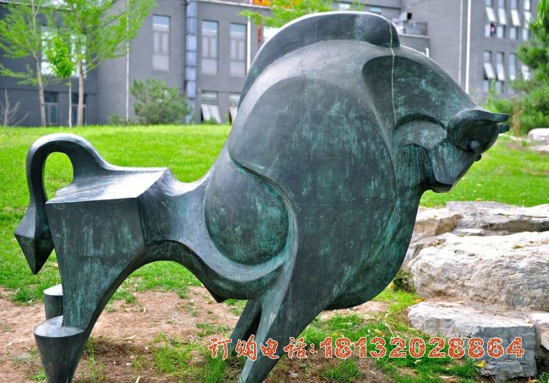 抽象青铜牛雕塑