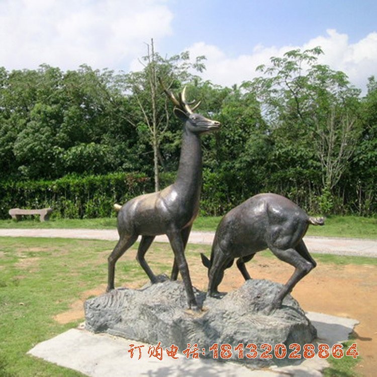 供应铜动物(wù)雕塑 铜鹿摆件