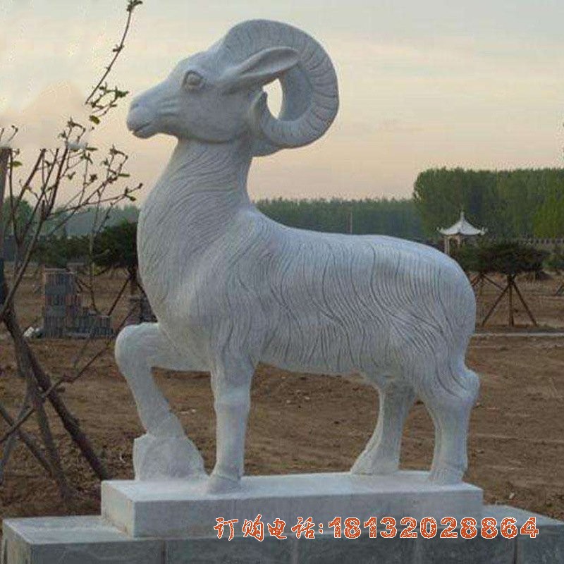 大理(lǐ)石公园动物(wù)山(shān)羊雕塑