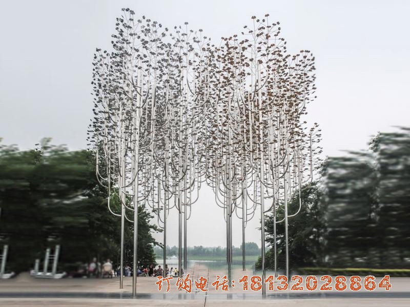 不锈钢公园抽象大树雕塑
