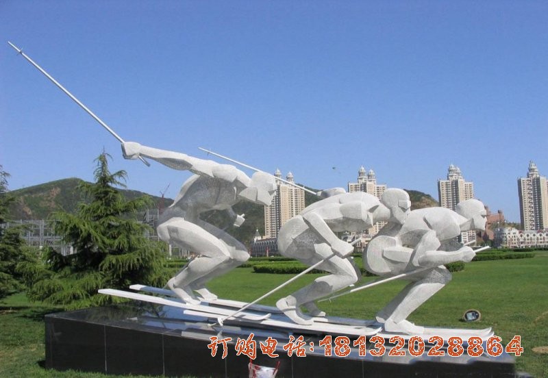 不锈钢抽象滑雪(xuě)雕塑