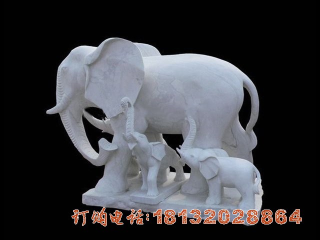石雕母子大象公园动物(wù)雕塑