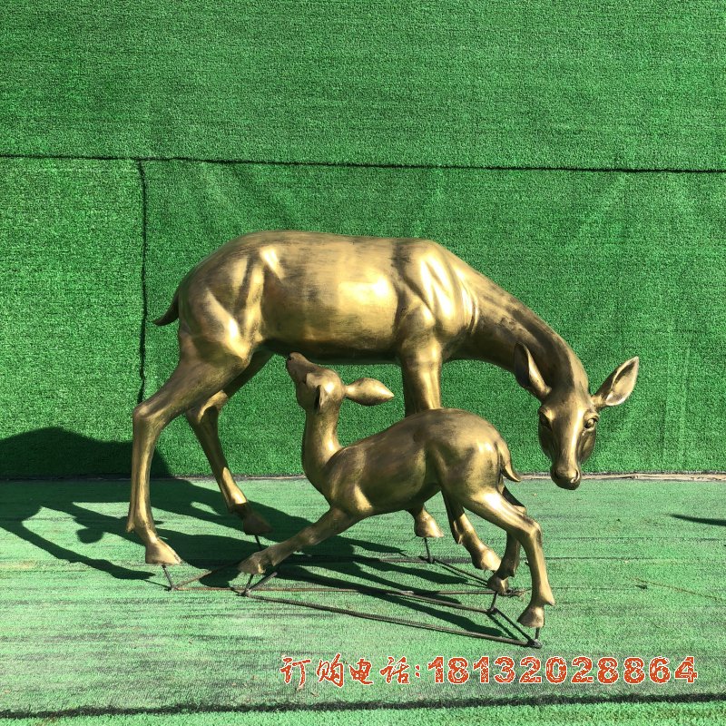 铜雕母子鹿雕塑