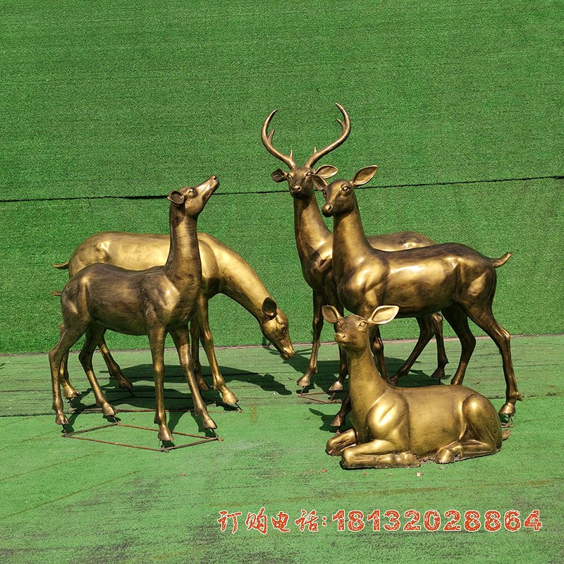 黄铜鹿群雕塑