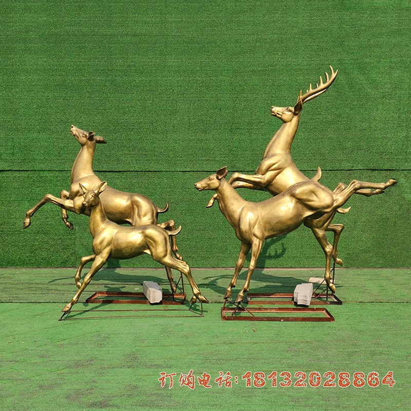 铜雕跃鹿群雕塑
