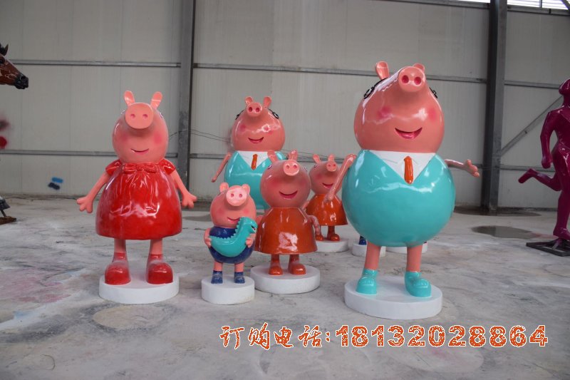 公园玻璃钢小(xiǎo)猪佩奇雕塑