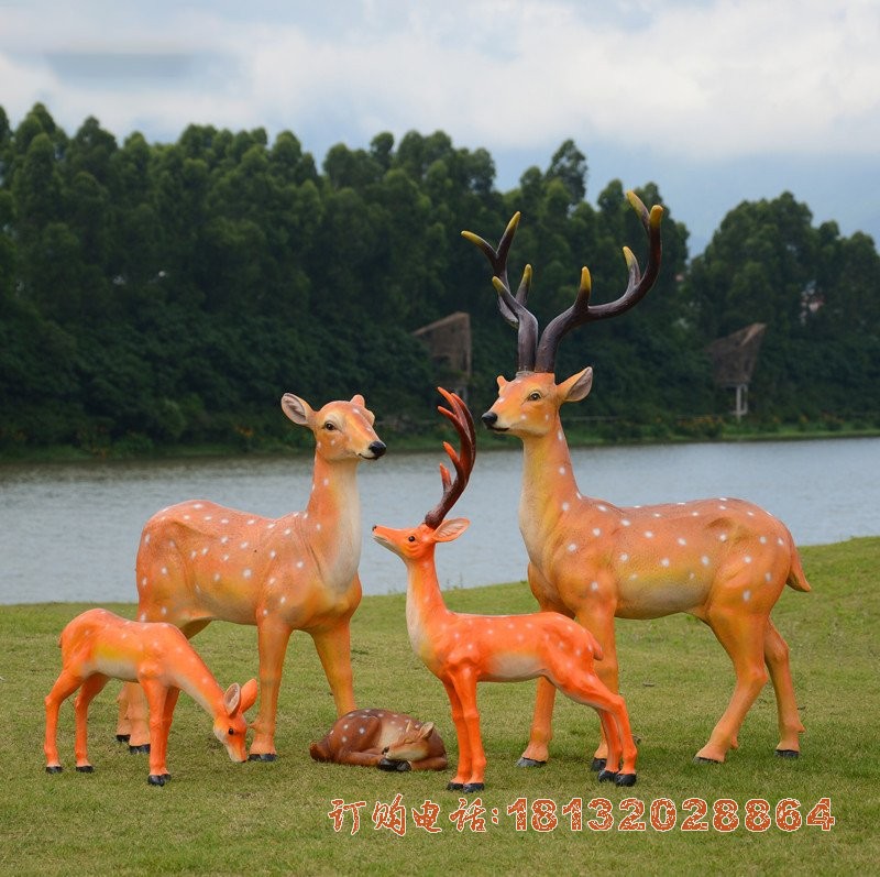 招财纳福梅花(huā)鹿雕塑 