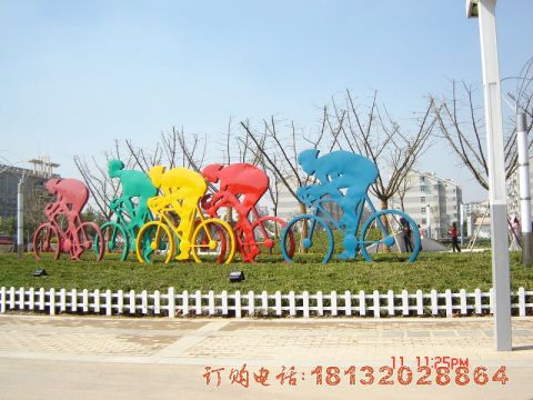 不锈钢抽象自行車(chē)人物(wù)雕塑