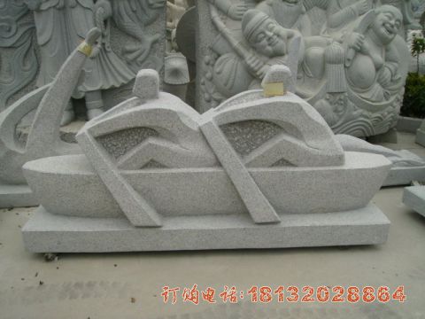 公园抽象划船人物(wù)石雕
