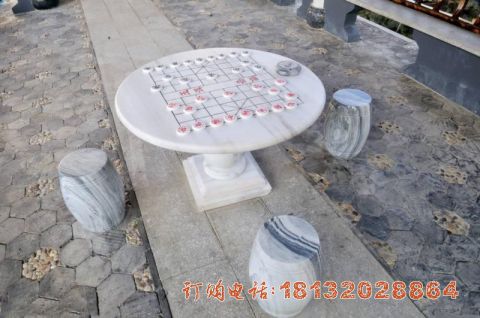 公园石雕象棋盘圆桌凳