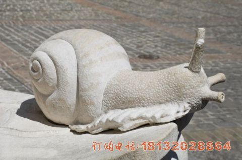 汉白玉蜗牛动物(wù)石雕
