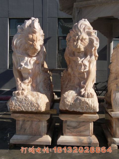 晚霞红欧式狮子石雕