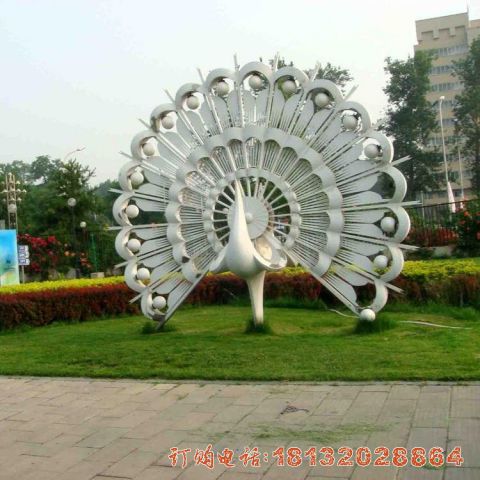 不锈钢抽象动物(wù)孔雀雕塑