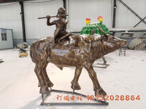 牧童骑牛人物(wù)铜雕